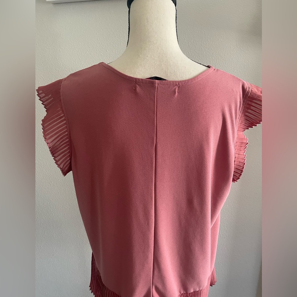 Love Scarlett Pleated Ruffle Sleeve Blouse Pink Size Large - Picture 4 of 9